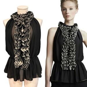 ROBERT RODRIGUEZ Neumann Marcus for Target sleeveless blouse with jabot collar